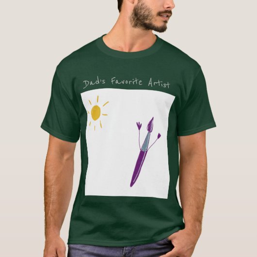Kunstwerk van je kind voor vader op een T-shirt (Voorkant)