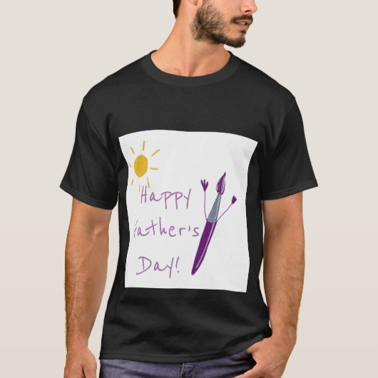 Kunstwerk van je kind voor vader op een T-shirt (Voorkant)