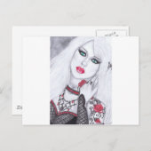 Kunstwerk van mooie dames en bloemen briefkaart (Voorkant / Achterkant)