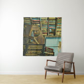 Kunstwerk van vintage boeken wandkleed (In Situ (horizontaal))