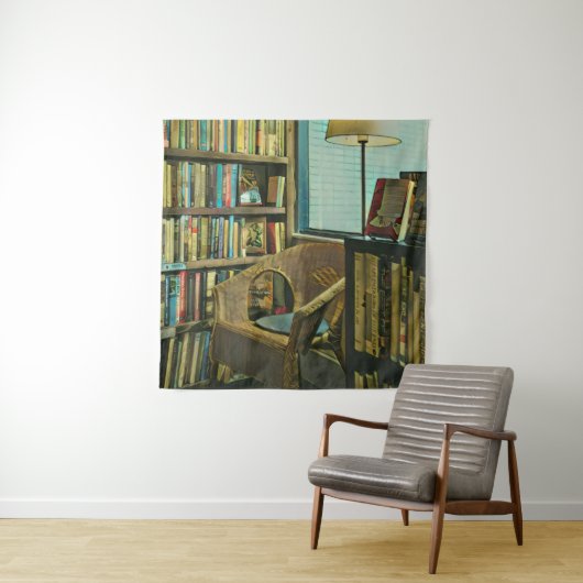 Kunstwerk van vintage boeken wandkleed (In situ)