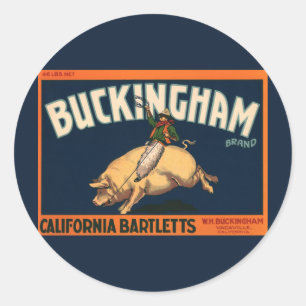 Kunstwerk van vintage fruitkratlabel Cowboy op var Ronde Sticker