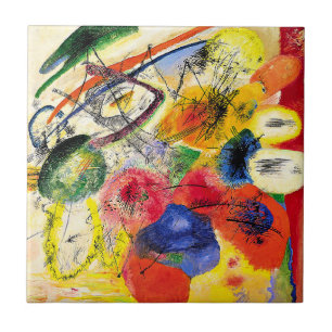 Kunstwerk van Wassily Kandinsky, Zwarte Streken 1, Tegeltje