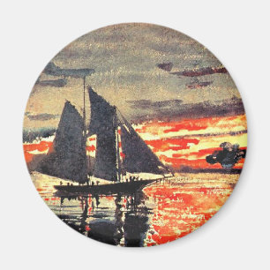 Kunstwerk van Winslow Homer, Sunset Fires, Magneet