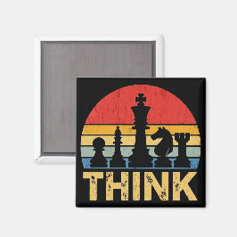 Kunstwerk vintage schaakbord zonsondergang - Inspi Magneet