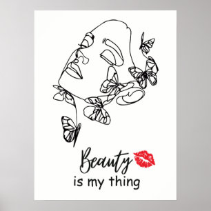 Kunstwerk voor visagist op muur, schoonheidssalon poster
