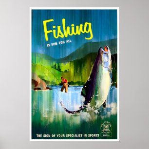 Kunstwerk voor vissers Cadeau Vintage Poster Print