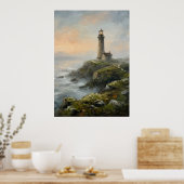 Kunstwerk vuurtoren aan de kust poster (Keuken)
