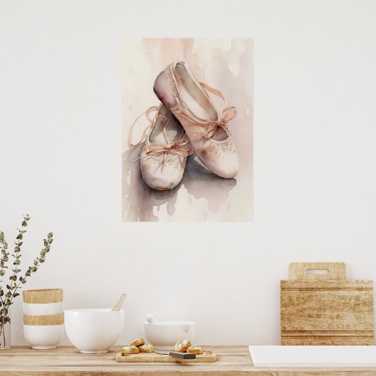 Kunstwerk Waterverf Ballet Slippers Poster (Keuken)