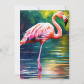 Kunstwerkafbeelding van Pink Flamingo in de waterv Bedankkaart (Voorkant)