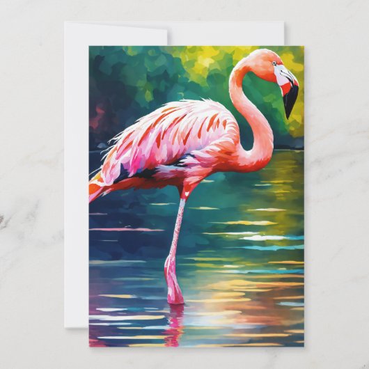 Kunstwerkafbeelding van Pink Flamingo in de waterv Bedankkaart (Voorkant)
