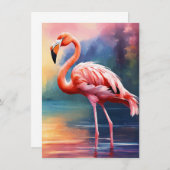 Kunstwerkafbeelding van Pink Flamingo in de waterv Notitiekaartje (Voorkant / Achterkant)