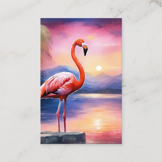 Kunstwerkafbeelding van Pink Flamingo in de waterv Visitekaartje (Voorkant)