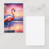 Kunstwerkafbeelding van Pink Flamingo in de waterv Visitekaartje (Voorkant / Achterkant)