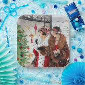 kunstwerken deco retro  damespapier bord (Feest)