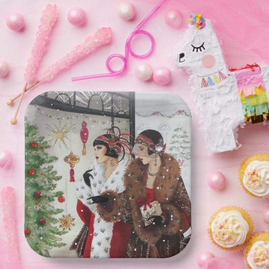 kunstwerken deco retro  damespapier bord (Feest)