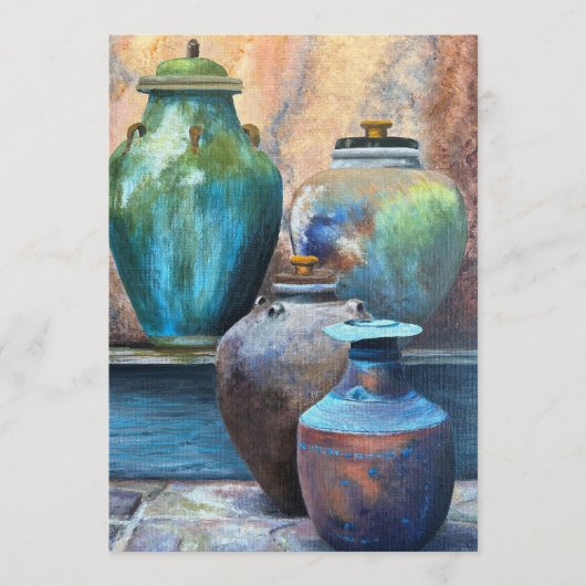 Kunstwerken in acryl van Vintage Vessels Carolined Feestdagenkaart (Voorkant)