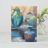 Kunstwerken in acryl van Vintage Vessels Carolined Feestdagenkaart (Staand voorkant)