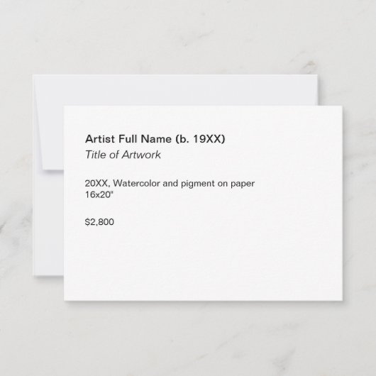 Kunstwerktentoonstelling Etiket Sjabloon (Voorkant)