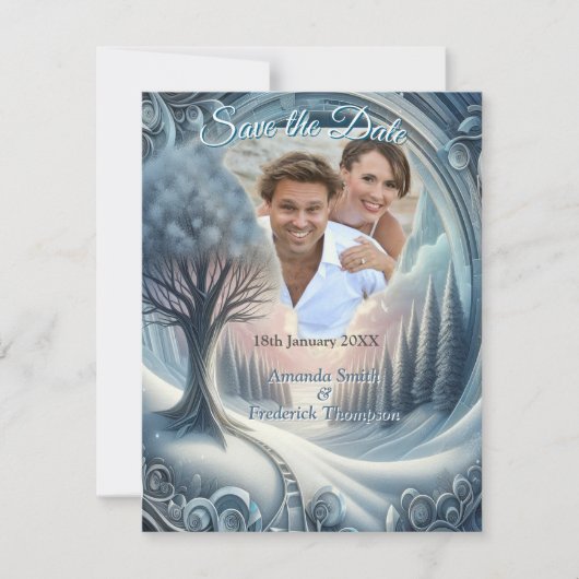 Kunstwinterscène en sneeuw- en ijskristallen vastl aankondiging (Voorkant)