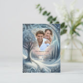 Kunstwinterscène en sneeuw- en ijskristallen vastl aankondiging (Staand voorkant)