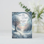 Kunstwinterscène en sneeuw- en ijskristallen vastl aankondigingskaart (Staand voorkant)