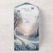 Kunstwinterscène en sneeuw- en ijskristallen vastl all in one uitnodiging (Buitenkant)