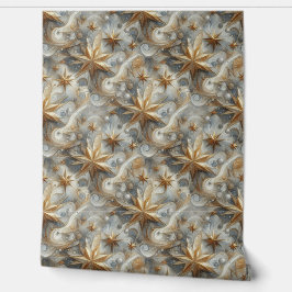 Kunstwinterscène en sneeuw- en ijskristallen vastl behang