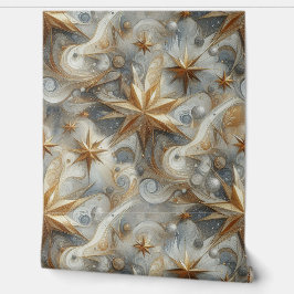 Kunstwinterscène en sneeuw- en ijskristallen vastl behang