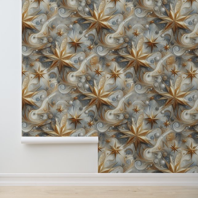 Kunstwinterscène en sneeuw- en ijskristallen vastl behang (Applicatie)