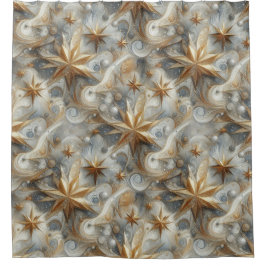 Kunstwinterscène en sneeuw- en ijskristallen vastl douchegordijn