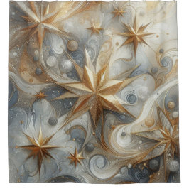 Kunstwinterscène en sneeuw- en ijskristallen vastl douchegordijn