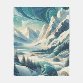 Kunstwinterscène en sneeuw- en ijskristallen vastl fleece deken