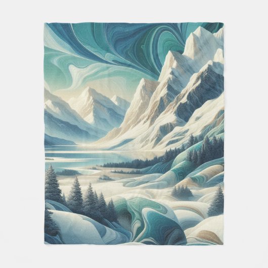 Kunstwinterscène en sneeuw- en ijskristallen vastl fleece deken (Voorkant)