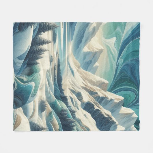 Kunstwinterscène en sneeuw- en ijskristallen vastl fleece deken (Voorkant (Horizontaal))