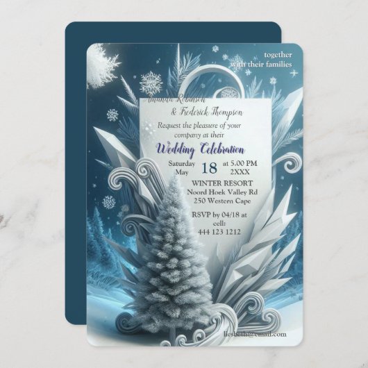 Kunstwinterscène en sneeuw- en ijskristallen vastl kaart (Voorkant / Achterkant)