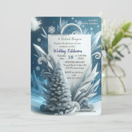 Kunstwinterscène en sneeuw- en ijskristallen vastl kaart (Staand voorkant)