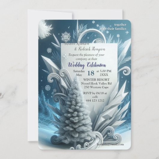 Kunstwinterscène en sneeuw- en ijskristallen vastl kaart (Voorkant)