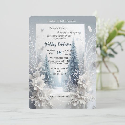 Kunstwinterscène en sneeuw- en ijskristallen vastl kaart (Staand voorkant)