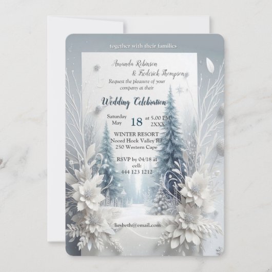 Kunstwinterscène en sneeuw- en ijskristallen vastl kaart (Voorkant)