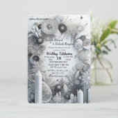 Kunstwinterscène en sneeuw- en ijskristallen vastl kaart (Staand voorkant)