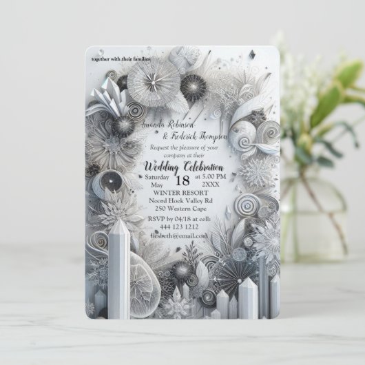 Kunstwinterscène en sneeuw- en ijskristallen vastl kaart (Staand voorkant)