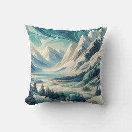 Kunstwinterscène en sneeuw- en ijskristallen vastl kussen