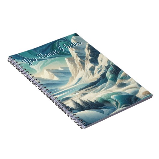 Kunstwinterscène en sneeuw- en ijskristallen vastl notitieboek (Rechterzijde)