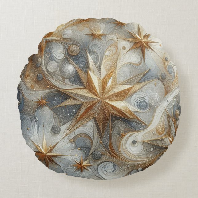 Kunstwinterscène en sneeuw- en ijskristallen vastl rond kussen (Voorkant)