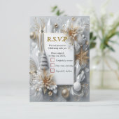 Kunstwinterscène en sneeuw- en ijskristallen vastl RSVP kaartje (Staand voorkant)