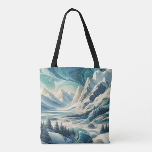 Kunstwinterscène en sneeuw- en ijskristallen vastl tote bag (Achterkant)