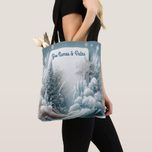 Kunstwinterscène en sneeuw- en ijskristallen vastl tote bag