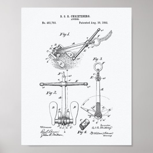 Kunstwitboek voor octrooien Anchor 1892 Poster (Voorkant)