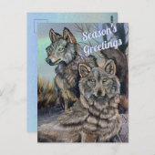 Kunstwolven~ Briefkaart van groeten van het seizoe (Voorkant / Achterkant)